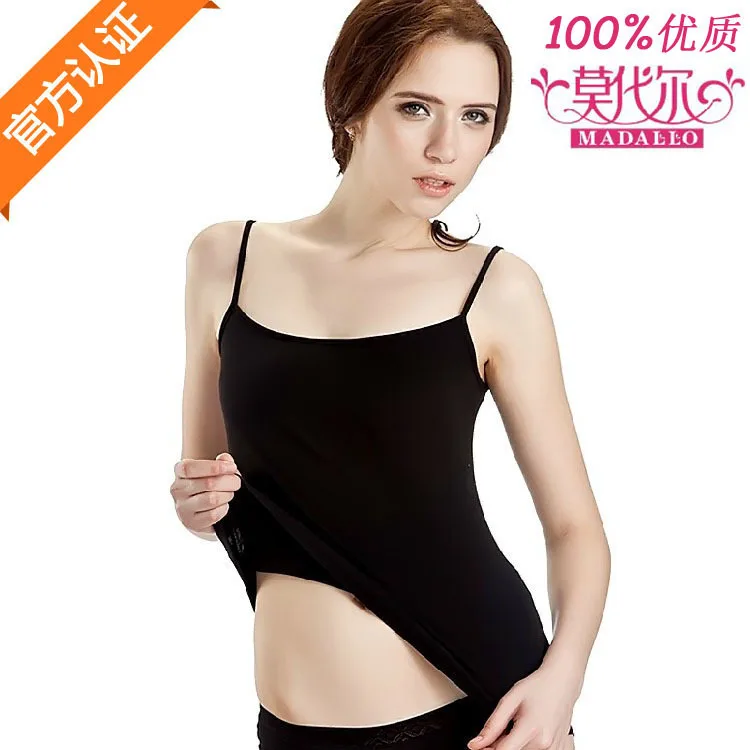 

Ms. Modal's Sling Elastic vest Large Size Loose Small vest Pure Black Bottom Shirt