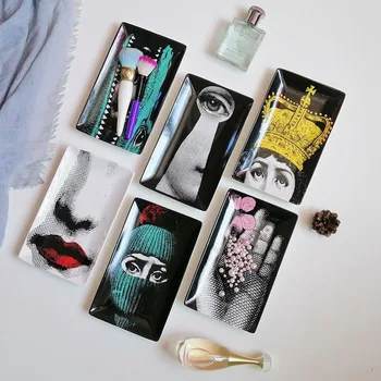 

Nordic Style Celebrity Ceramic Jewelry Storage Plate Dinner Plate Rectangular Fruit Snack Food Dessert Plate Decoration Tray