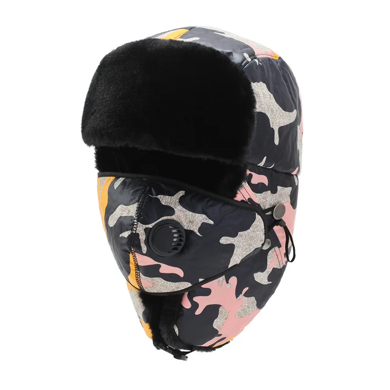 Lei Feng hat female winter warm thick outdoor windproof men winter ear protection neck cap cycling cold hat with mask - Цвет: 8
