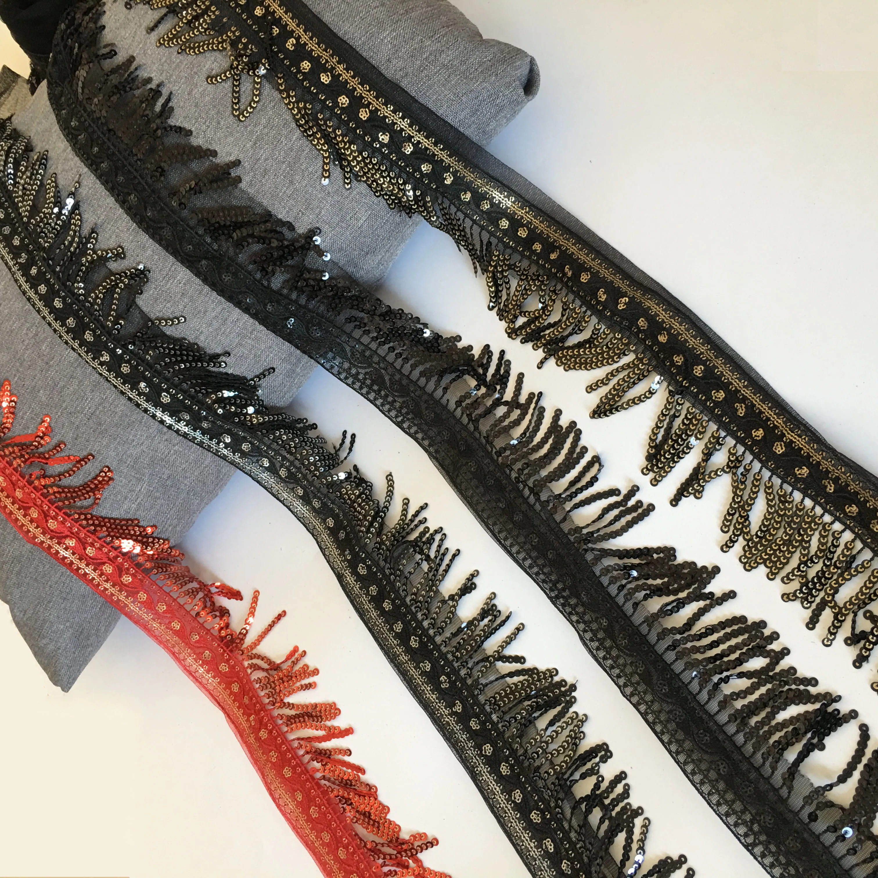 

1 meter for sale Mixture Sewing Embroidery Lace Collar Fabric Applique DIY Sequins Trim Tassels Neckline Clothing Accessories