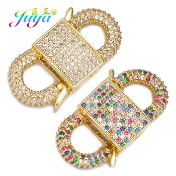 

Juya Handmade Luxury Micro Pave Zircon Pendant Lockets Clasps Supplies For Hanging Chains Creative Jewlery Making Accessories