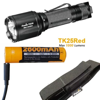 

Fenix TK25 Red Version 1000 Lumen Dual White and Red Output Tactical Hunting Flashlight with ARB-L18-2600U 18650 Battery