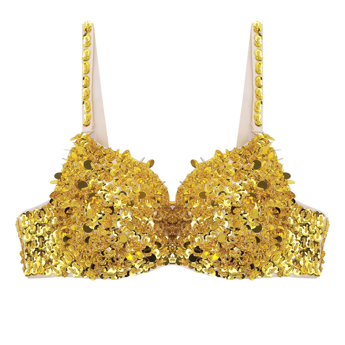 

Women Solid Shiny Fashion Beading Padded Bra Exotic Tops Sparkle Sequins for Raves Plays Club Wear Belly Dancing Stage Concerts
