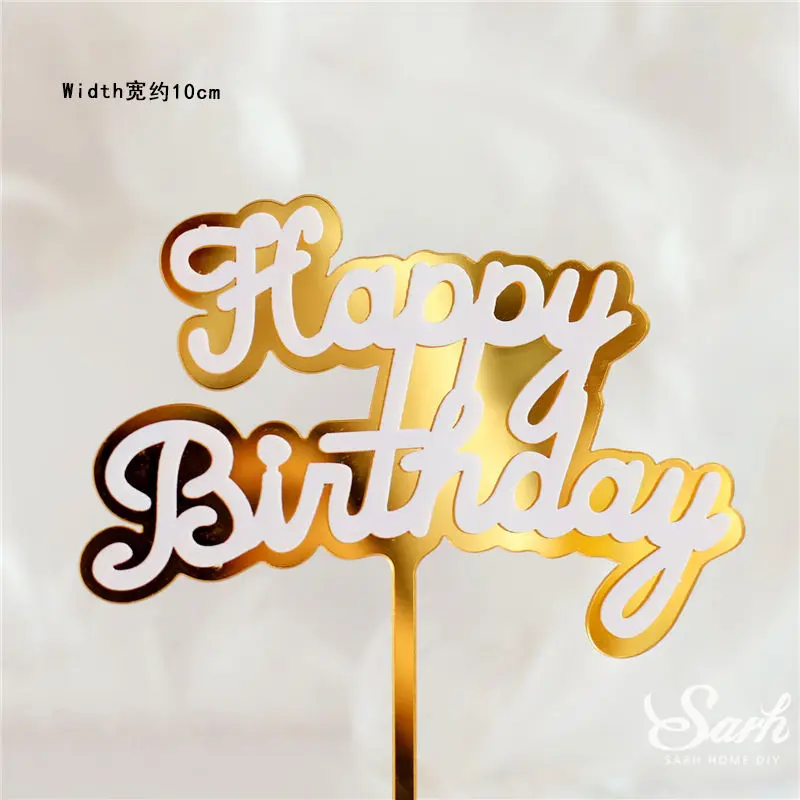 2pc birthday F 2 шт., золотые, розовые, с надписью «Oh Baby», «Happy Birthday», круглые украшения для торта, вечерние украшения, Детские принадлежности для выпечки, подарки на годовщину, любовь - Цвет: 2pc birthday F