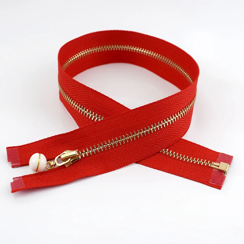 red-white 60 см 3# открытый конец застежки-молнии для шитья жемчужный слайдер съемник украшения Металлические молнии Одежда молния DIY ремесло аксессуары для шитья ZA044 - Цвет: red-white