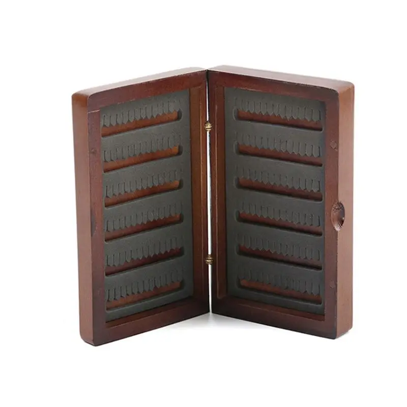 

Wooden Fly Fishing Box Portable Double Side Slit Foam Insert Fly Tackle Case suit for fishing