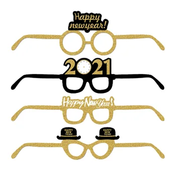 

12pcs Cosplay Home Festival Glitter Paper Glasses Happy New Year Funny Kids Adult Photo Props Portable Party Decoration Flexible