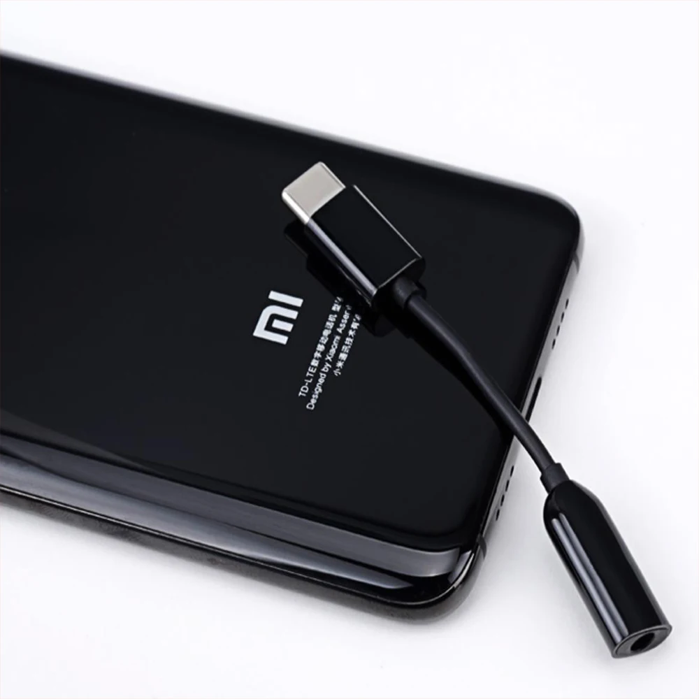 Black Xiao mi адаптер для наушников mi 9 9se USB3.1 type C до 3,5 мм гнездовой кабель Разъем для наушников конвертер mi 6 6X8 8SE - Цвет: Black