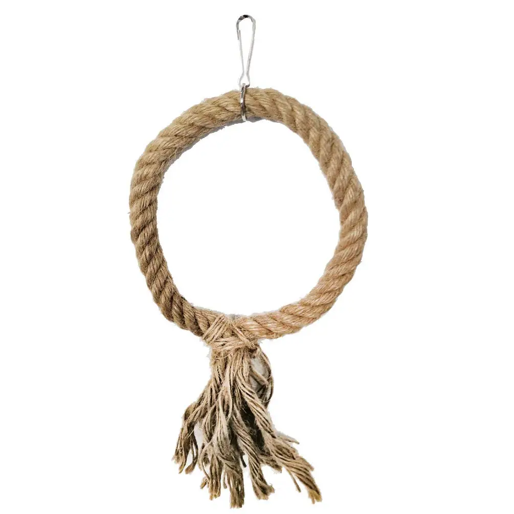 Pet Bird Swing Triangle Circle Shape Hemp Rope Climbing Toy Parrot Perch Stand Cage Hanging Decor