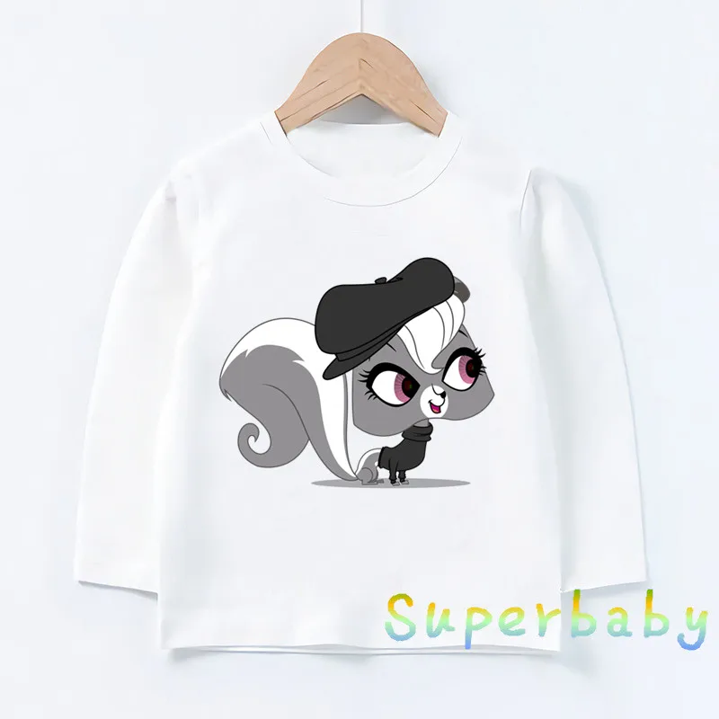Детская Милая футболка с принтом «Littlest Pet Shop» Забавные топы с рисунком для маленьких мальчиков и девочек, детская футболка с длинными рукавами LKP5262 - Цвет: LKP5262-E