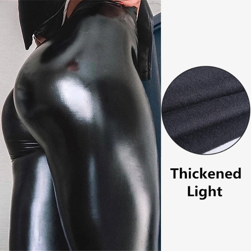Black-velvet LIBERJOG, черные леггинсы из искусственной кожи, женские Стрейчевые обтягивающие леггинсы с эффектом пуш-ап, подчеркивающие бедра леггинсы, сексуальные эластичные брюки размера плюс, Осенние джеггинсы - Цвет: Black-velvet