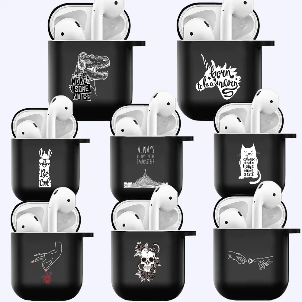 For Apple Airpods 1st Gen A1523, A1722/airpods 2nd Gen A2032, A2031 Anti-drop Black Silicone Wireless Bluetooth Earphone Case