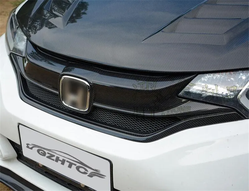 CEYUSOT для Honda Fit Jazz переднего бампера гоночные грили декоративные бампер углеродная волокнистая решетка сетка крышка аксессуары GK5
