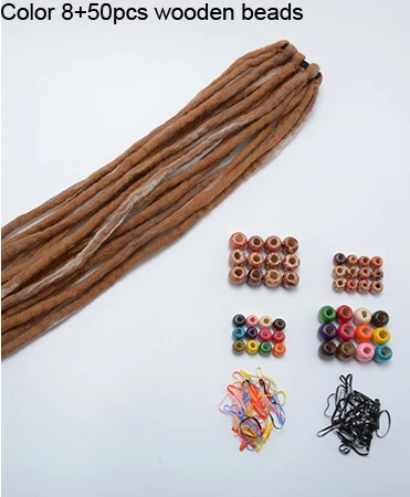 Color 8 and 50beads 1 пучок 8 прядей длиной около 120 см, непальская шерсть, синтетические дреды, косы для детей и взрослых - Цвет: Color 8 and 50beads