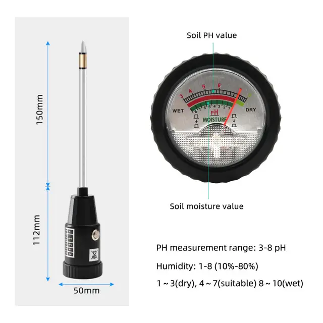 Kézi Zd-06 Talaj Ph-Teszter Ph És Nedvességmérő A Kerthez 262 Mm Hosszú Fém Szonda Vízálló Talajvizsgáló Szerszámok - Image 5