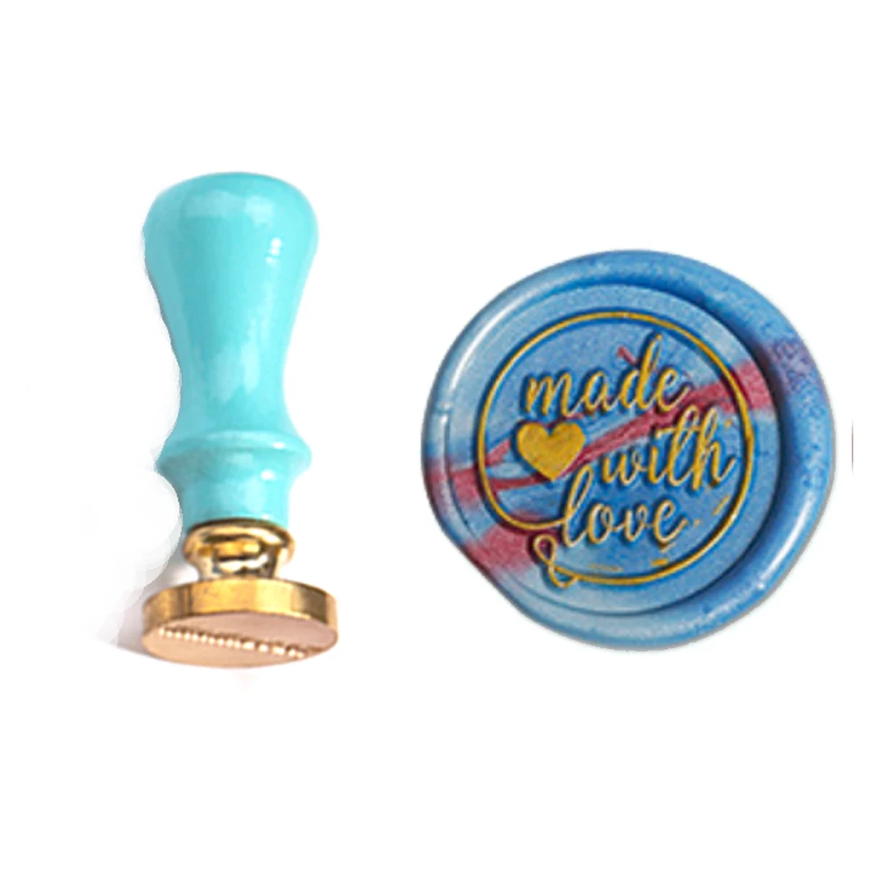 Made with Love Wax Stamp Exquisite Paint GREEN mini handle DIY Ancient Seal Retro Personalized High Quality | Дом и сад