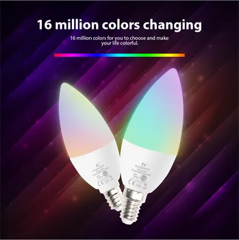 

LED Smart Candle Light Blub Gelade ZigBee Rgbcct Plus Candle Lamp 2000-6500K Dimmable Compatible E12/E14 Lighting Bulb