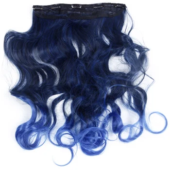 

20" Two Colors Mixed Dip-dye Color Curly Clip in Hair Extension for Dreamlike Girls (Color: Black + Blue)