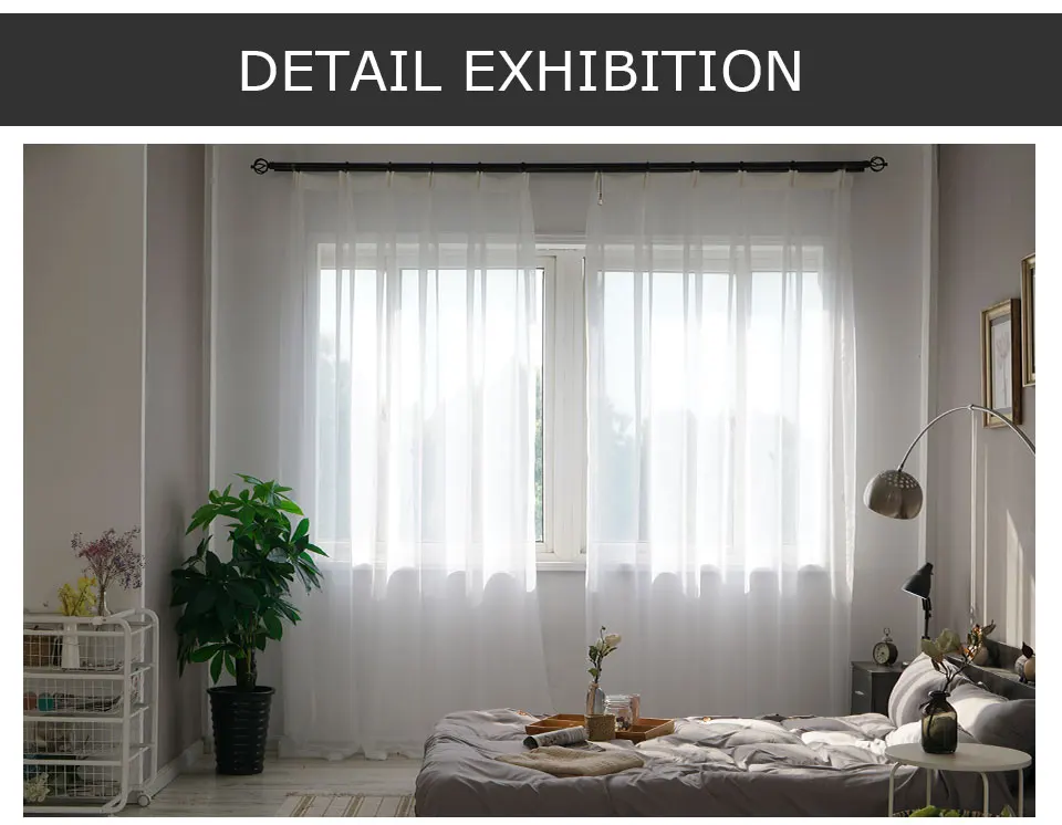 LISM Solid White Tulle Sheer Curtains for Living Room Decoration Curtains for the Room Bedroom Kitchen Voile Organza Curtains