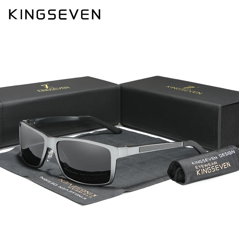 Gun Gray KINGSEVEN мужские солнцезащитные очки из алюминиево-магниевого сплава, поляризованные зеркальные очки для вождения для мужчин/женщин UV400 Oculos - Цвет линз: Gun Gray