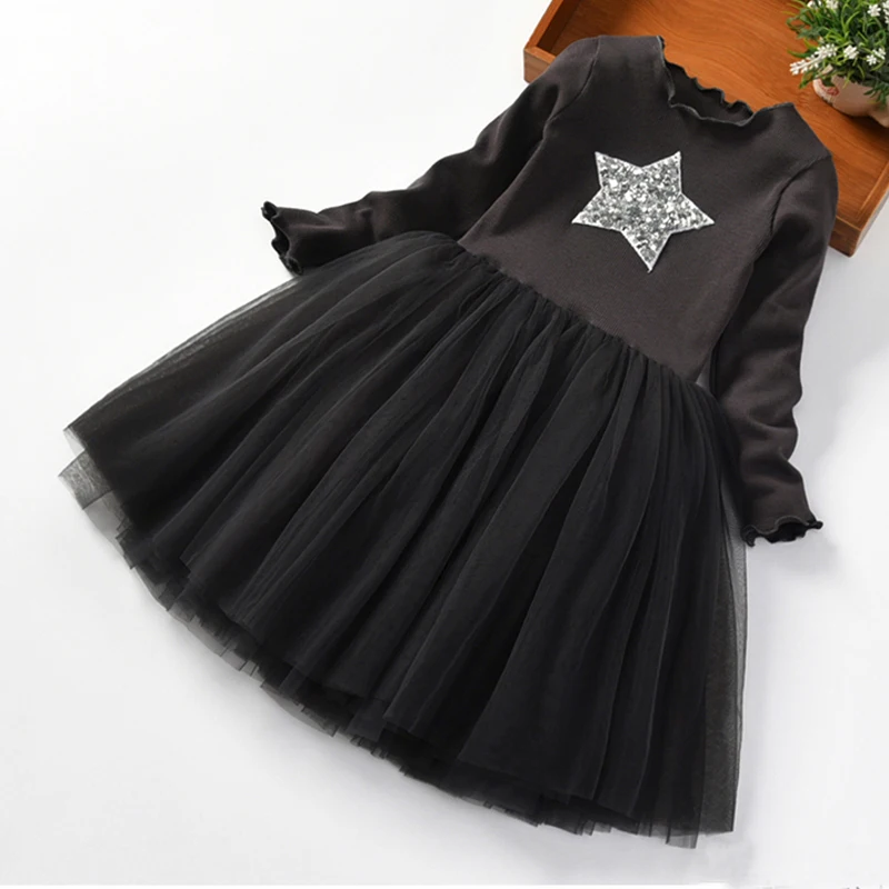 Winter Flower Girls Dress for Kids White Princess Dresses Elegant Wedding Dress for Girls Birthday Party Dresses Autumn Vestidos - Цвет: black9