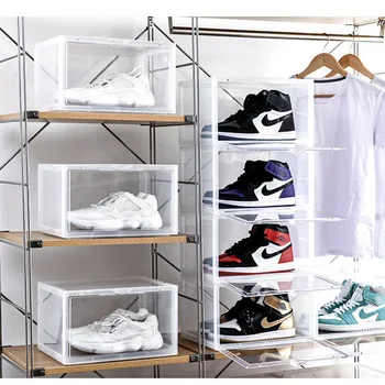 

Transparent Thickened Storage Box Multi-functional Acrylic Dust-proof Shoe Box Fold Over Hhousehold Products Storage Organizer