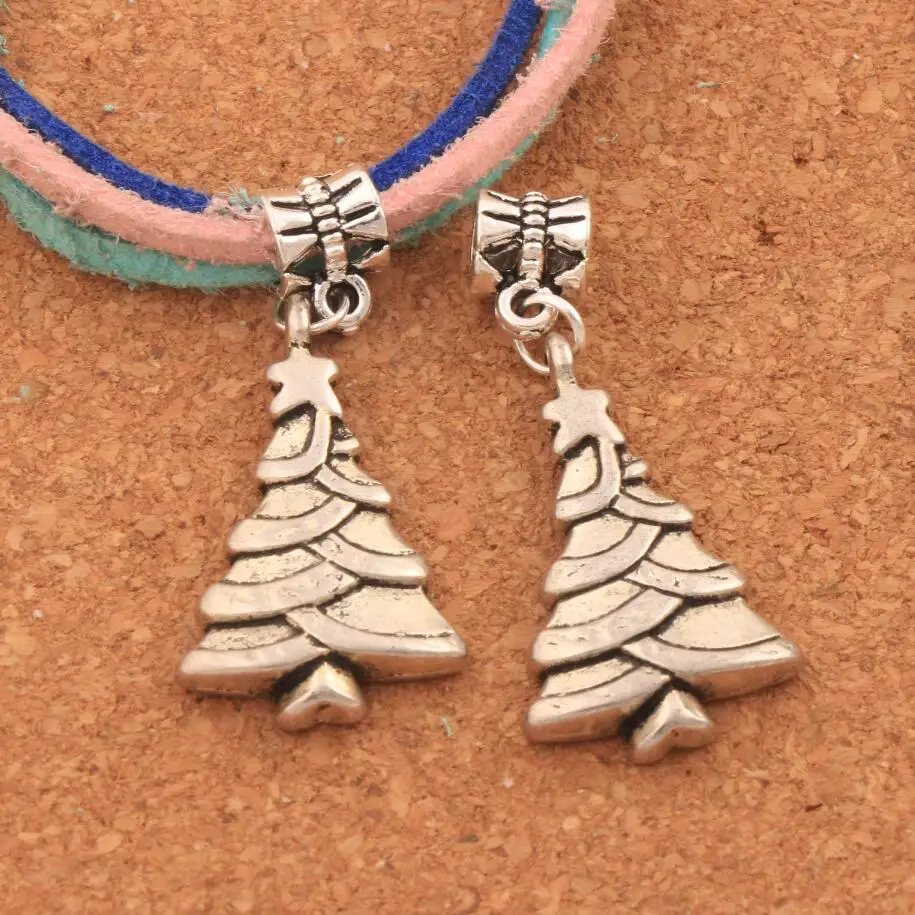 

17.6x40mm 72PCS Zinc Alloy Star Christmas Tree Lush Foliage Charm Beads Fit European Bracelets Jewelry DIY B744