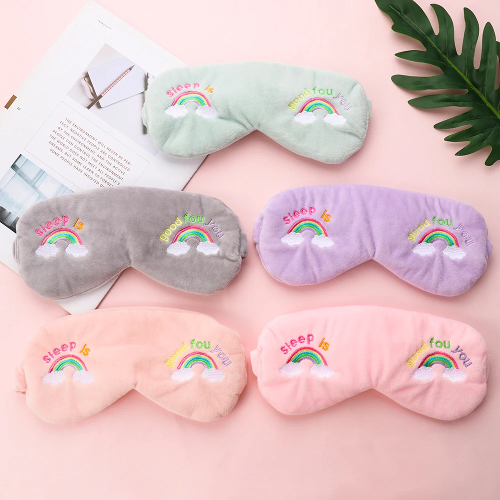 Радуга мультфильм сна патч для кожи вокруг глаз повязка Nap Eyeshade мягкая плюшевая повязка на глаза, маска для сна креативные путешествия расслабить завязанные глаза вышивка