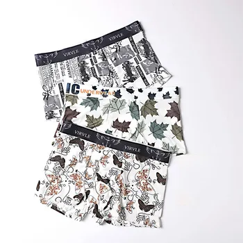

Sexy Ice Silk Boxers Men Underwear Lovely Cartoon Print Shorts Homme Male Comfortable Underwear Men Boxers Breathable Panties