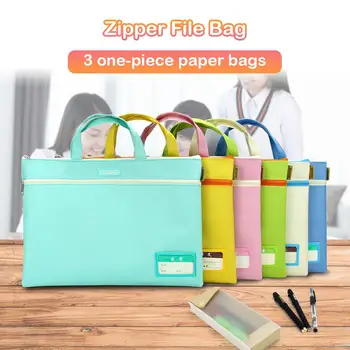 

Dual Layer Oxford Cloth A4 Document File Folder Holder Zipper Bag with Handle 2 Layers Waterproof Durable Document Bag For Daily