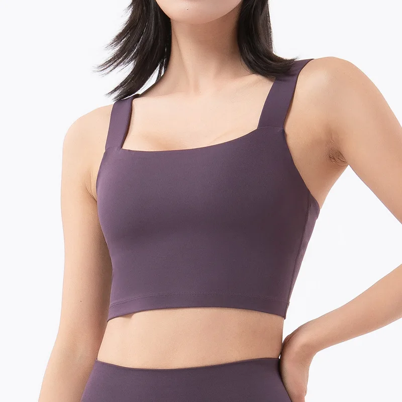 SOISOU Nylon Women's Bra Underwear Gym Yoga Sports Fitness Elastic Bras Tube Top 6 Colors Chest Pad Removable sports bra,womens bras,sports underwear,womens lingerie,sports tank top