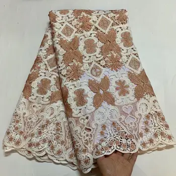 

2020 Latest Guipure Lace Cord Lace Embroiderey French African Cord Lace Fabric High Quality Nigeria Lace Fabric For Wedding ZA-5