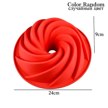 

24x10cm Large Spiral Shape Food Grade Silicone Bundt Cake Mold Pan 3d Fluted Cake Mould Form Bread Bakery Baking Tools Bakeware