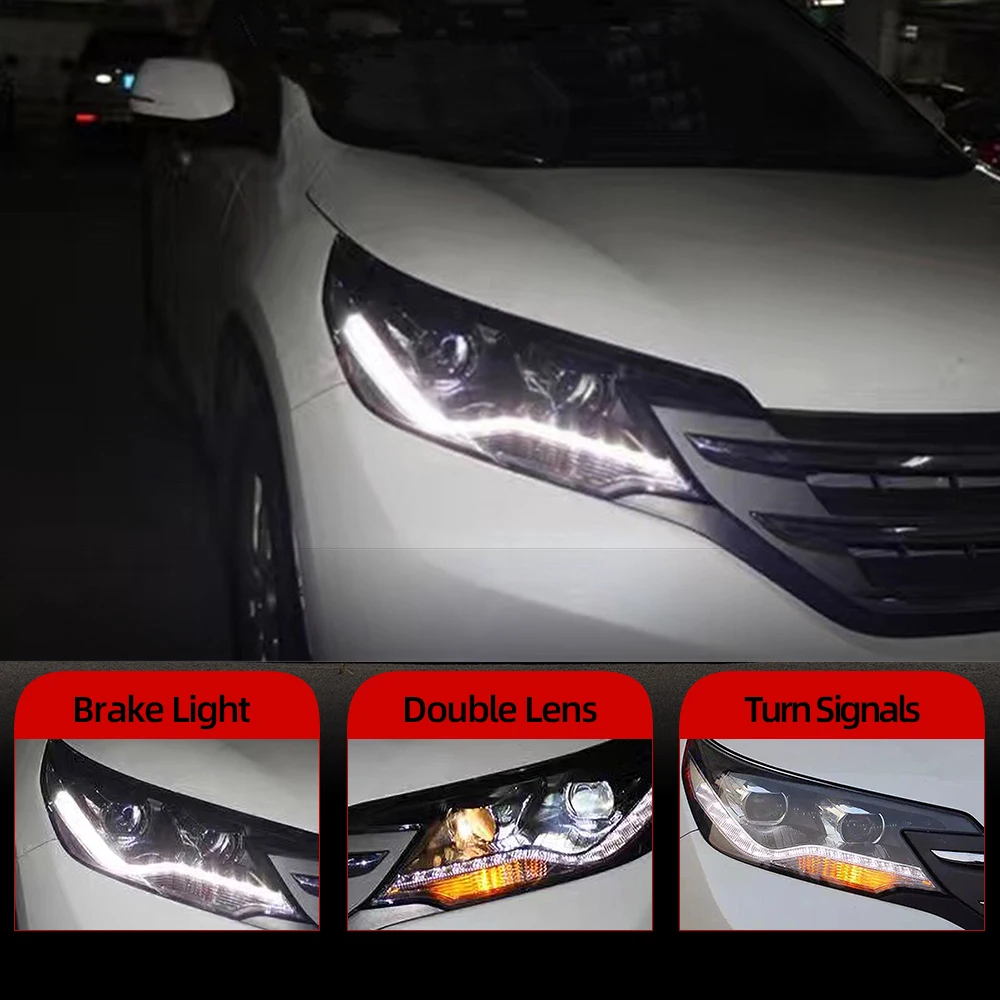 1 пара автомобильный головной светильник s для Honda crv 2012 2013 светодиодный головной светильник для CRV Головной фонарь СВЕТОДИОДНЫЙ дневной ходовой светильник DRL Bi-Xenon HID