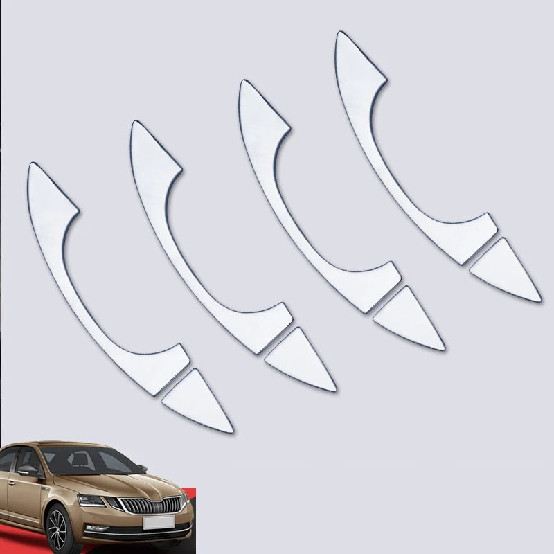 Lsrtw2017 нержавеющая сталь автомобиля дверные ручки крышки планки для Skoda Octavia Superb интерьер молдинги аксессуары - Название цвета: octavia silver