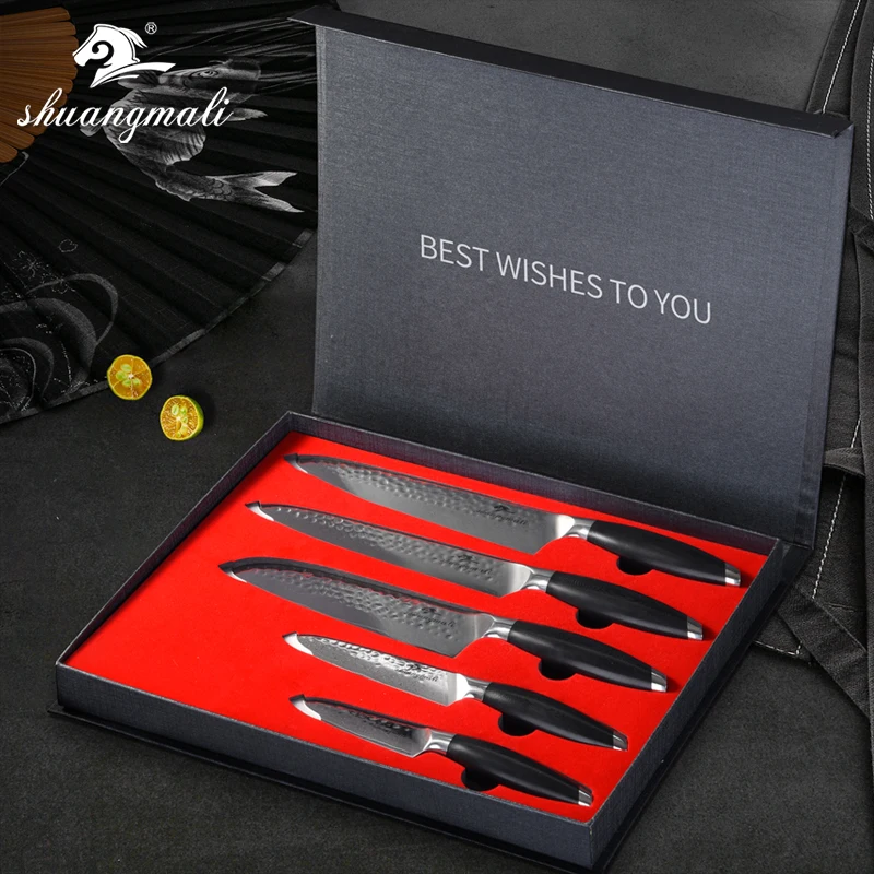Многофункциональный набор кухонных ножей Forge VG10 Дамасские нож шеф-повара Santoku нож для нарезки стейка Фруктовый нож с подарочной коробкой