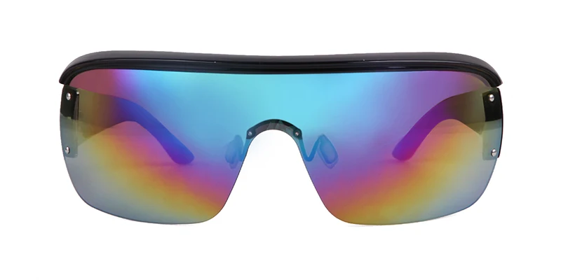 Цельные футуристические Солнцезащитные очки Мужские брендовые дизайнерские полуоправа зеркальные линзы солнцезащитные очки оверсайз спортивные очки S134B - Цвет линз: C6 dazzle color