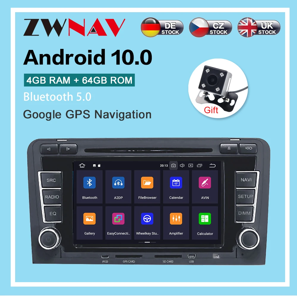 

Android 10.0 4+64G Car Radio Player GPS Navigation For Audi A3 S3 2003-2012 Allroad 2000-2006 Multimedia Player Radio Head Unit