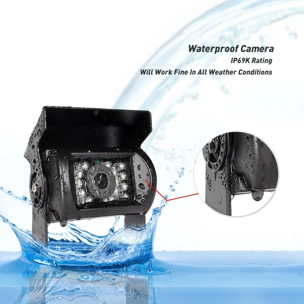 Vehicle IR LED Back up Reverse Camera 4-pin Connector + 7