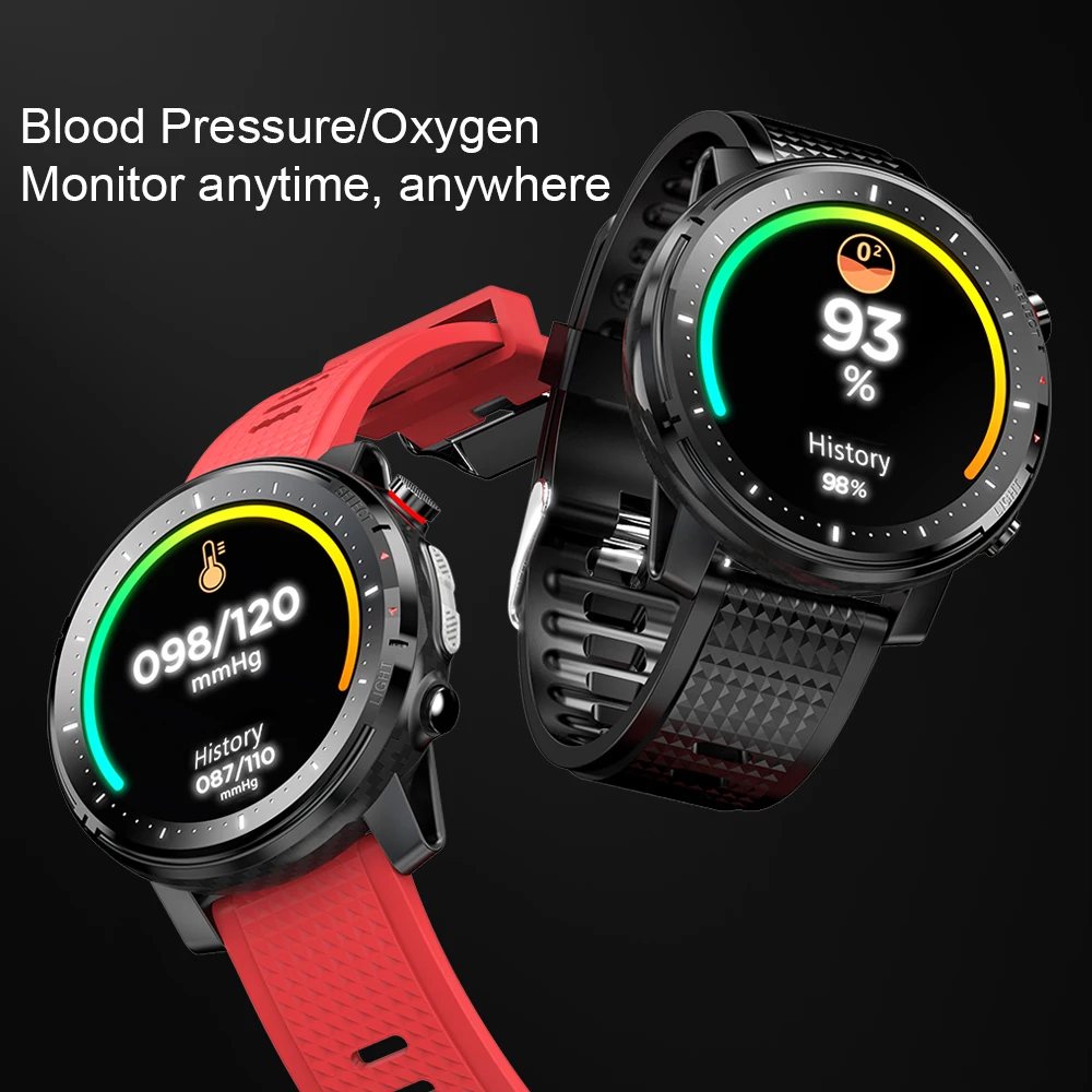 Greentiger L15 Смарт часы для мужчин LED свет ECG PPG пульсометр кровяное давление IP68