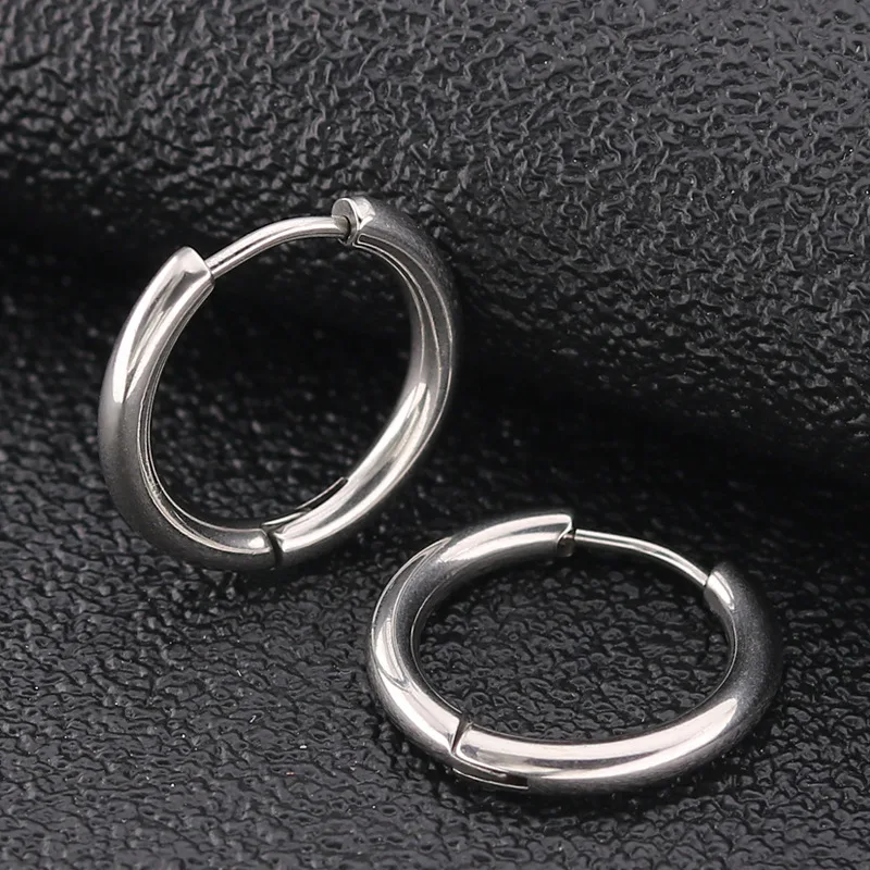 Hoop-Earrings Punk Jewelry Circle Gold 316l-Stainless-Steel Korean Black Blue Surgical