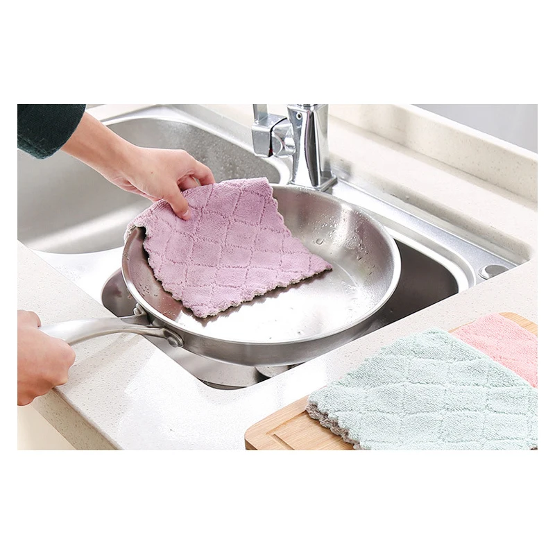 Хо использовать держать кухонное полотенце из микрофибры сплошной цвет двухсторонний сильный абсорбент тряпка антипригарное масло блюдо ткань сухое влажное использование