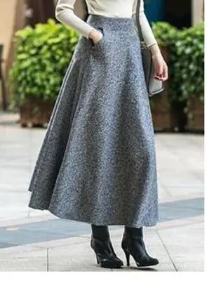 grey skirts JYSS зимние трендовые шерстяные юбки для женщин в скандинавском стиле redwine хаки теплые плиссированные юбки для девушек FR021 - Цвет: grey skirts