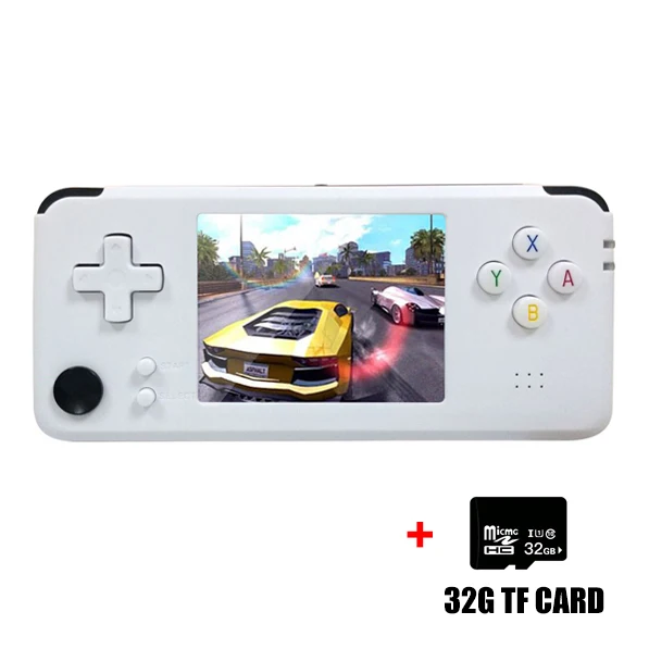 GAMEPZZY RS97 Ретро игровая консоль оптическая система 64bit 3,0 дюймов портативный игровой плеер 360 градусов контроллер - Цвет: white with 32G card