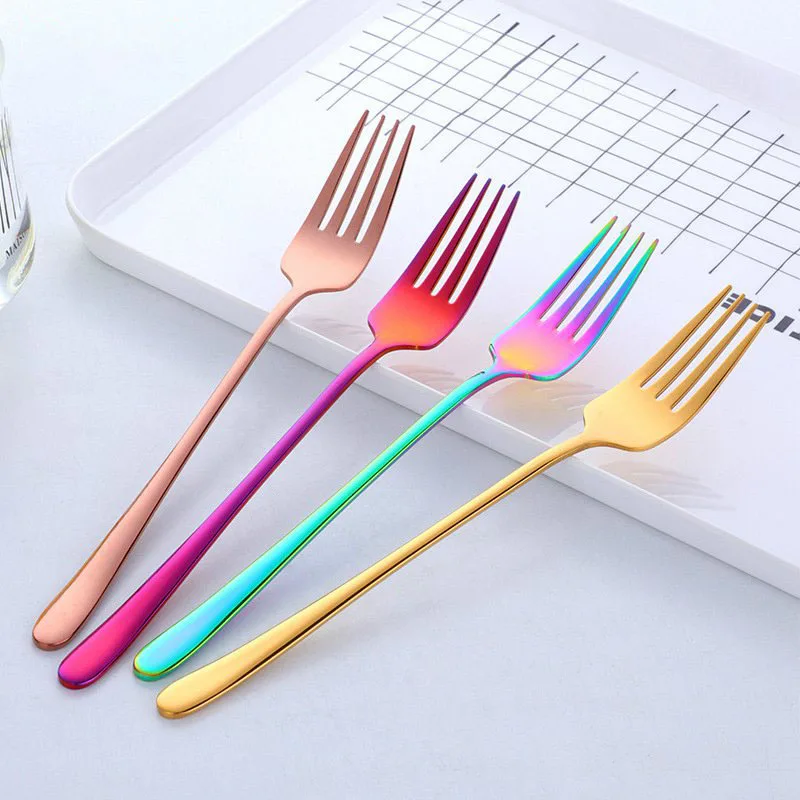 Creative Rainbow Fork Tableware for Hotel Restaurant Stainless Steel Dinner Fork Cutlery Dinnerware Kitchen Table Fork