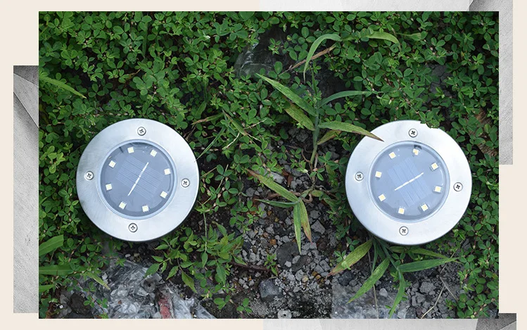 8led Солнечная Нержавеющая сталь подземный светильник Открытый стиль вставить на Газон лампа Двор Сад водостойкий