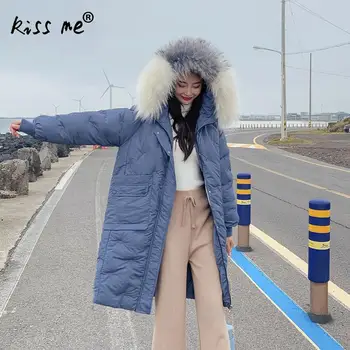 

Solid Mid-Long Down Coat Women Camping Hiking Jacket Winter Thermal Warm Windproof Coat Female Casual Loose Clothing Female