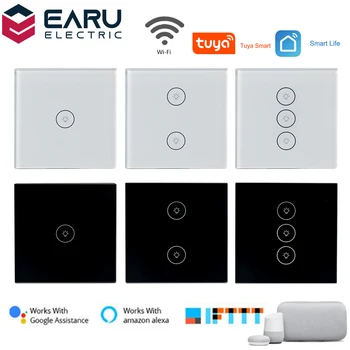 

1 2 3 Gang WiFi Smart Timer Touch Switch Glass Panel Wall Light Switch Remote Control by TUYA Smart Life APP Alexa Google Home