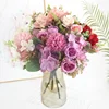 De seda Rosa hortensias flores artificiales de la boda flores para novia mano floración de seda peonía flores blanco decoración del hogar ► Foto 2/6