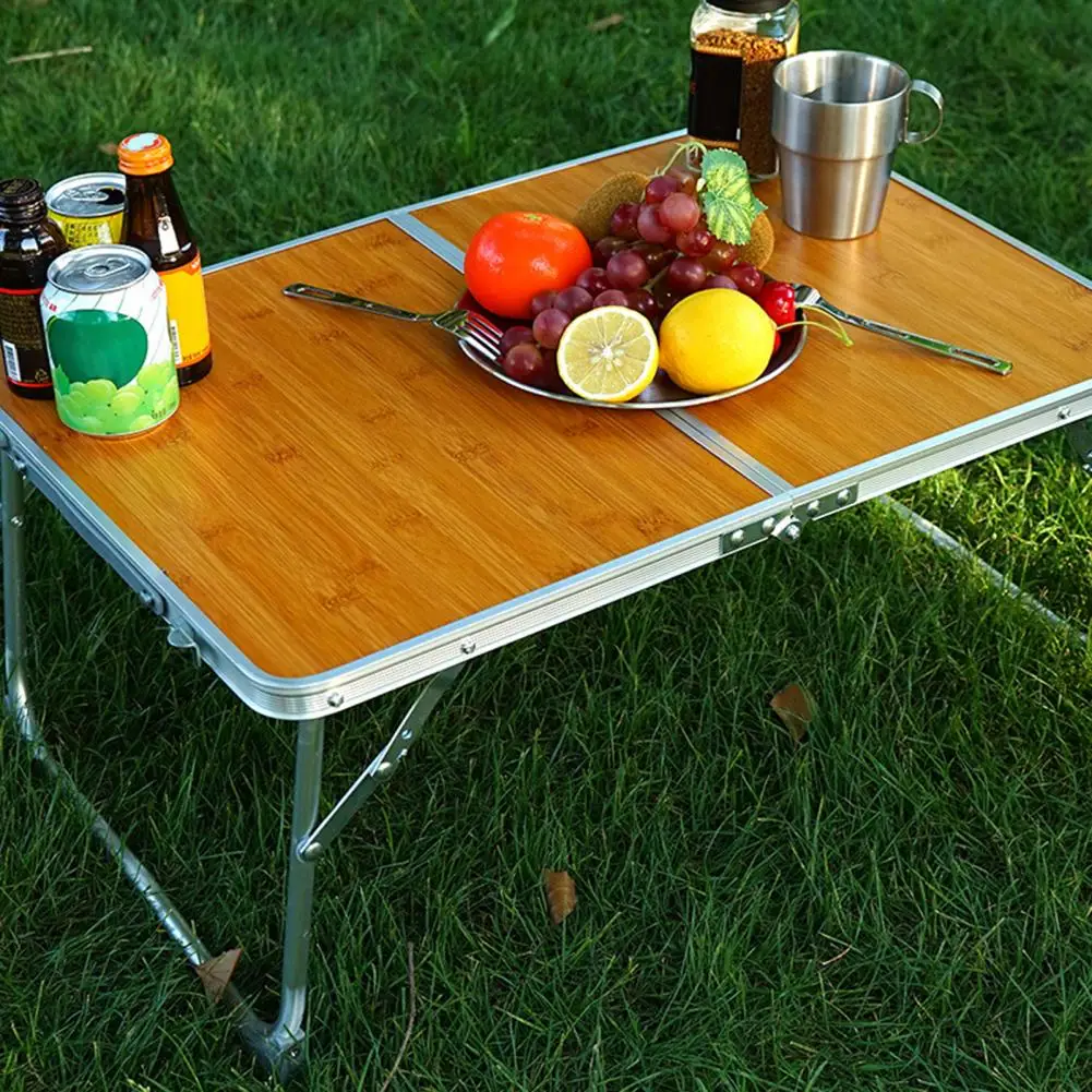 Portable Folding Table Furniture Barbecue Multifunctional Small Collapsible Bamboo Table for Outdoor Camping
